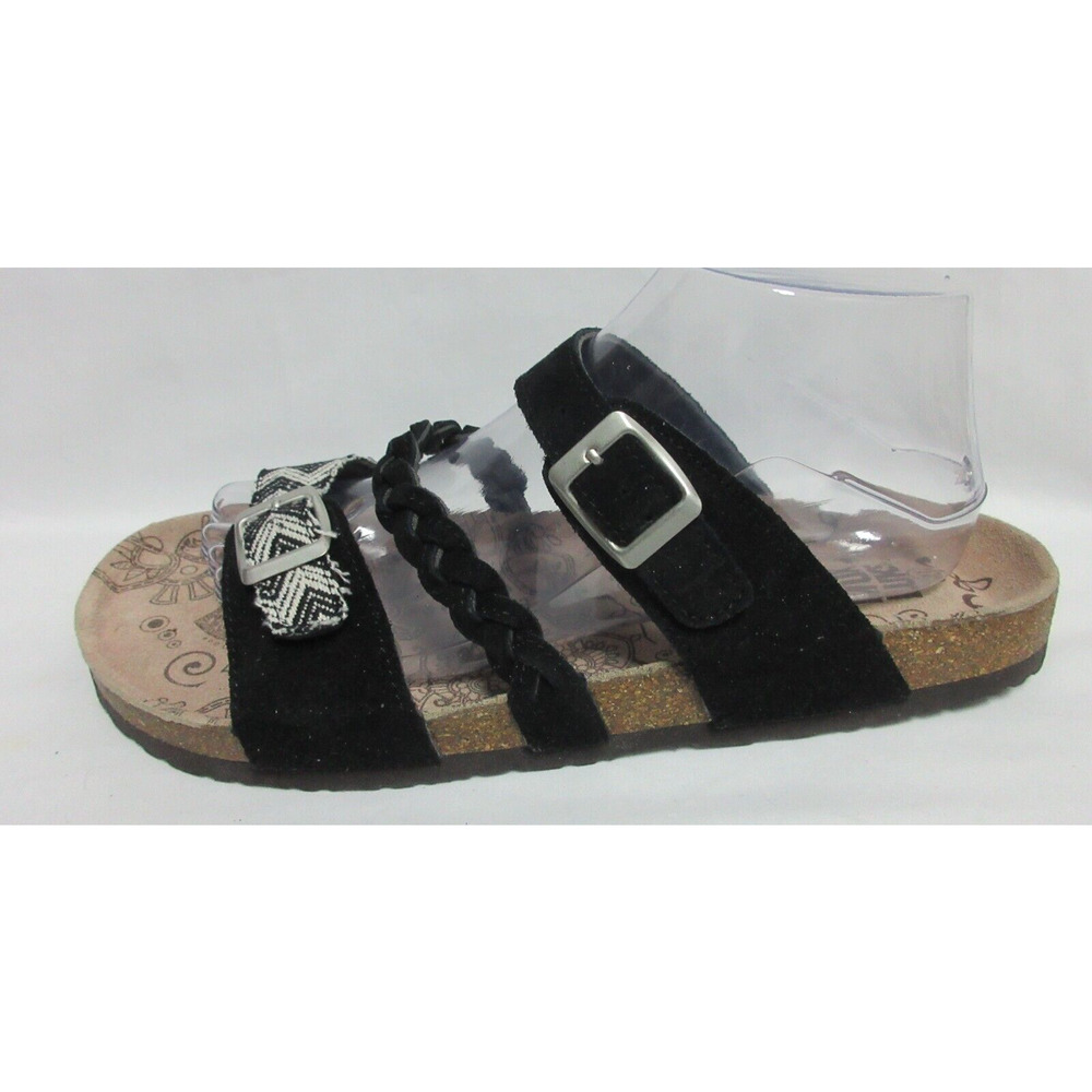 MUK LUKS Black Chevron Slip On Slide Sandals Two Buckles Womens Sz 11 NEW